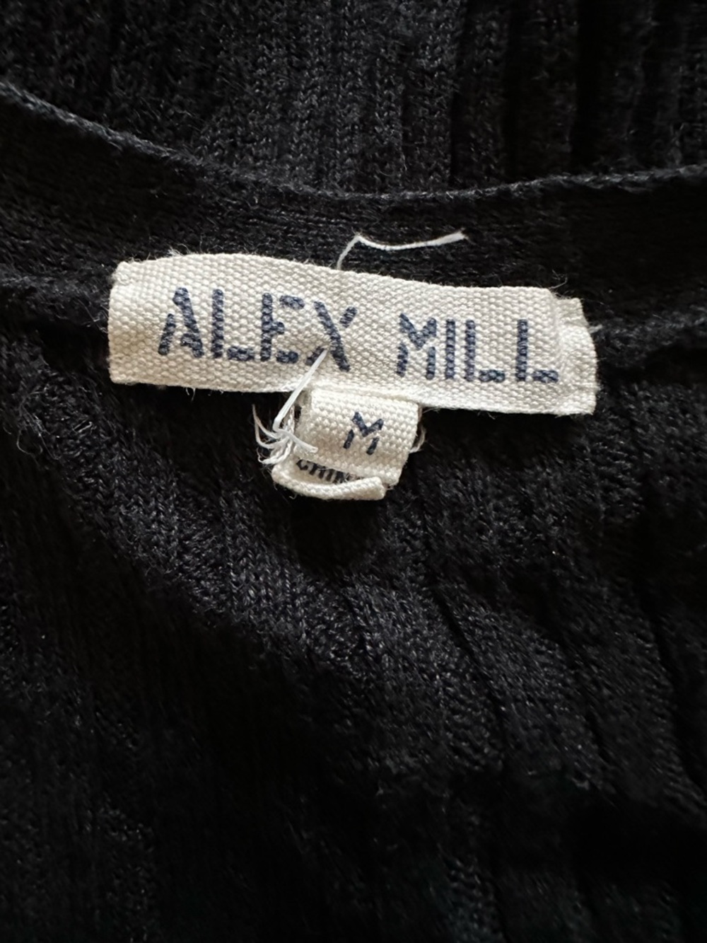 Alex Mill Black V Neck Ribbed Button-Front Black Midi Dress - Size Small - Picture 4 of 6